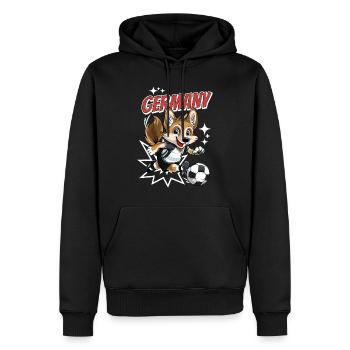 Fußball Deutschland Hund Tier Fußballer Fan Team - Männer Premium Bio Hoodie - Schwarz - Vorne - Nico (187cm)