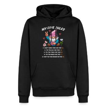5 règles d’un gnome drôle - Sweat à capuche Premium bio Homme - noir - Devant - Nico (187cm)