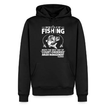 Amateur de pêche Drôle de dicton pêcheur - Sweat à capuche Premium bio Homme - noir - Devant - Nico (187cm)