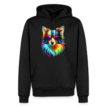 Border Collie Regenbogen Hund bunt cool süß Kinder - Männer Premium Bio Hoodie - Schwarz - Vorne - Nico (187cm)