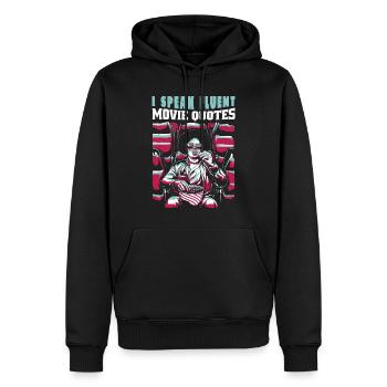Ich spreche fließend Filmzitate - Männer Premium Bio Hoodie - Schwarz - Vorne - Nico (187cm)