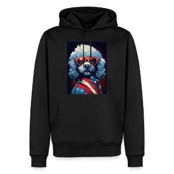 Cooler Pudel mit Sonnenbrille - Männer Premium Bio Hoodie - Schwarz - Vorne - Nico (187cm)