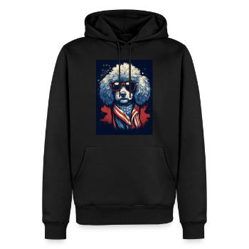 Cooler Pudel mit Sonnenbrille - Männer Premium Bio Hoodie - Schwarz - Vorne - Nico (187cm)