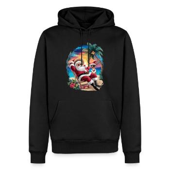 Noël en juillet - Sweat à capuche Premium bio Homme - noir - Devant - Nico (187cm)