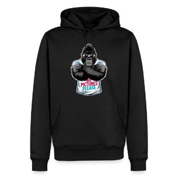 Keine Bilder bitte - Männer Premium Bio Hoodie - Schwarz - Vorne - Nico (187cm)