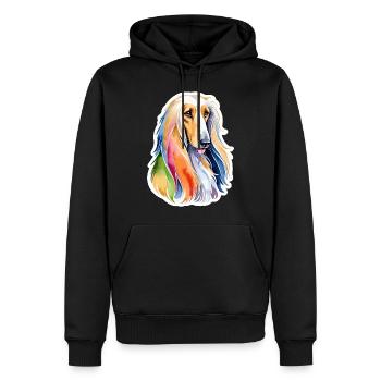 Lévrier afghan aquarelle - Sweat à capuche Premium bio Homme - noir - Devant - Nico (187cm)