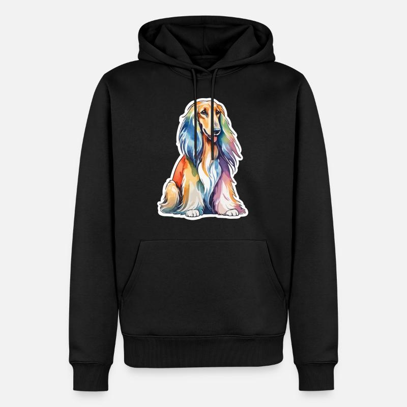 Lévrier afghan aquarelle - Sweat à capuche Premium bio Homme - noir