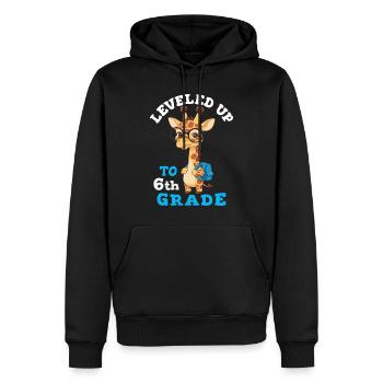 Mis à niveau en 6e année - Girafe drôle - Sweat à capuche Premium bio Homme - noir - Devant - Nico (187cm)