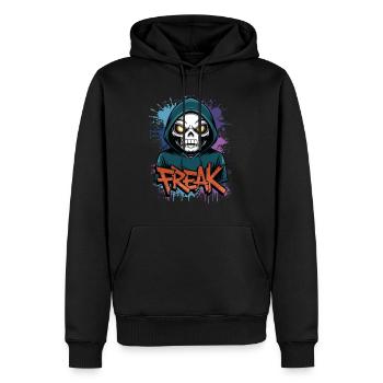 Freak - Skull, Totenkopf - Männer Premium Bio Hoodie - Schwarz - Vorne - Nico (187cm)