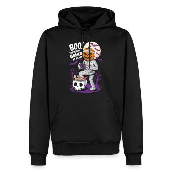 Halloween Gamer - Skull, Totenkopf, Geist - Männer Premium Bio Hoodie - Schwarz - Vorne - Nico (187cm)