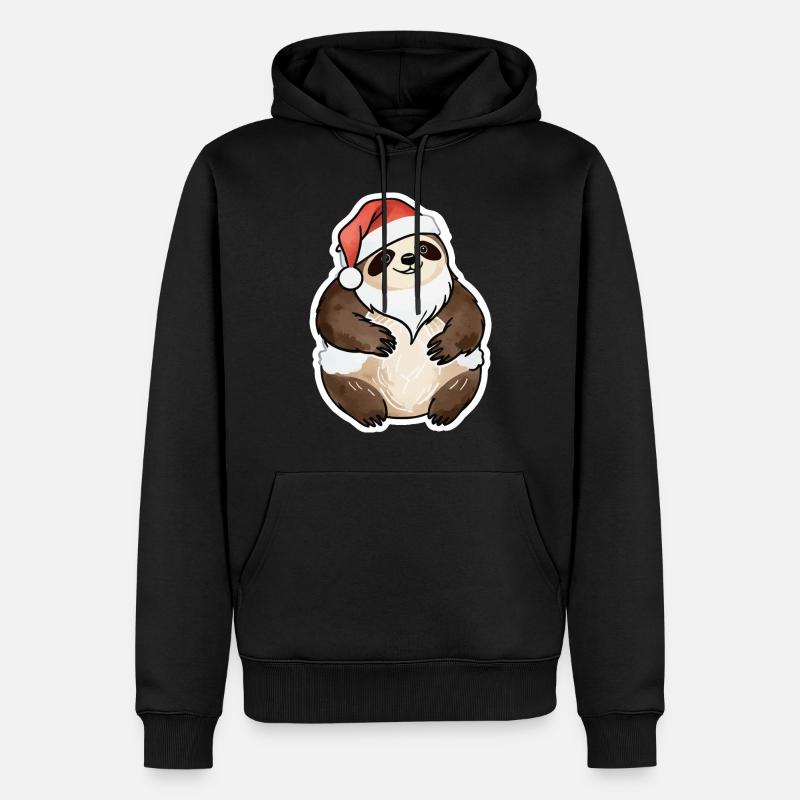 Dessin de Noël paresseux - Sweat à capuche Premium bio Homme - noir