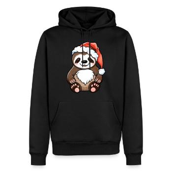Dessin de Noël paresseux - Sweat à capuche Premium bio Homme - noir - Devant - Nico (187cm)