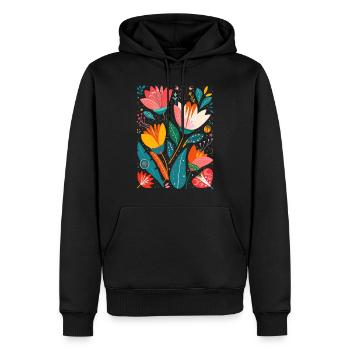 Motif floral Otomi Art culturel - Sweat à capuche Premium bio Homme - noir - Devant - Nico (187cm)