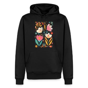 Motif floral Otomi Art culturel - Sweat à capuche Premium bio Homme - noir - Devant - Nico (187cm)