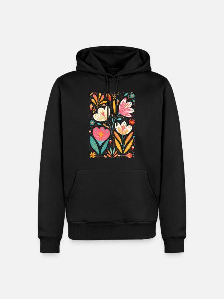 Otomi Blumenmuster Kulturelle Kunst - Männer Premium Bio Hoodie - Schwarz
