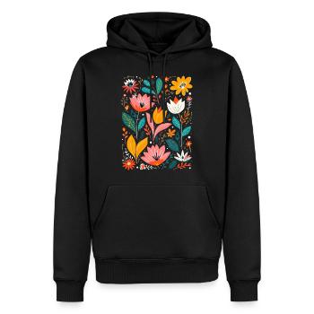 Motif floral Otomi Art culturel - Sweat à capuche Premium bio Homme - noir - Devant - Nico (187cm)