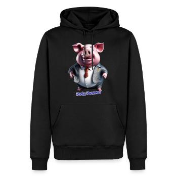 Des personnages de porc. Personnages de cochons amusants - Sweat à capuche Premium bio Homme - noir - Devant - Nico (187cm)