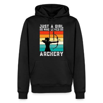 Juste une fille qui aime le tir à l’arc - Sweat à capuche Premium bio Homme - noir - Devant - Nico (187cm)