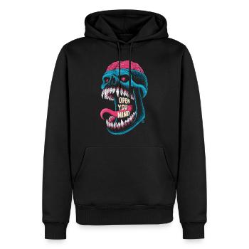 open you mind - Comicfigur Monster Skull Totenkopf - Männer Premium Bio Hoodie - Schwarz - Vorne - Nico (187cm)