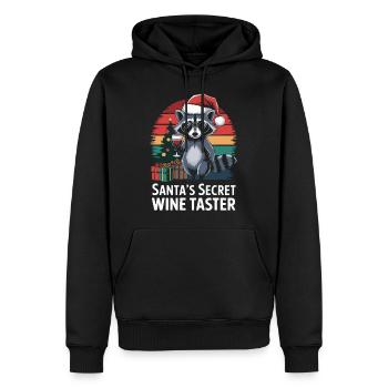 raton laveur Noël vin drôle - Sweat à capuche Premium bio Homme - noir - Devant - Nico (187cm)