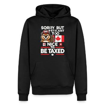 Trop beau pour les tarifs douaniers – Satire des tarifs commerciaux du Canada - Sweat à capuche Premium bio Homme - noir - Devant - Nico (187cm)
