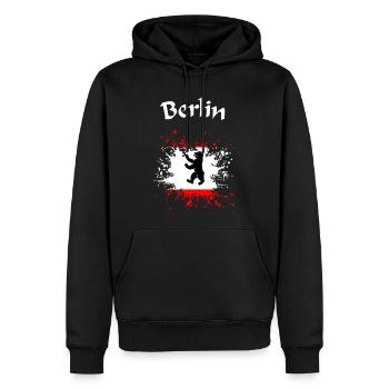 Berlin - Männer Premium Bio Hoodie - Schwarz - Vorne - Nico (187cm)