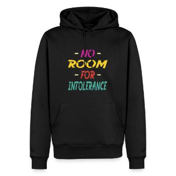 Pas de place pour l’intolérance - Sweat à capuche Premium bio Homme - noir - Devant - Nico (187cm)