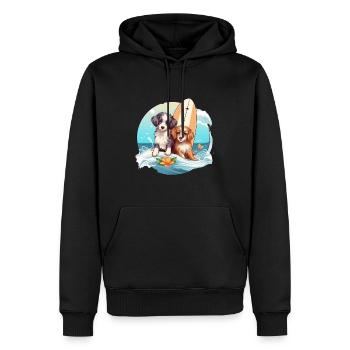 Deux chiens de surf - Sweat à capuche Premium bio Homme - noir - Devant - Nico (187cm)