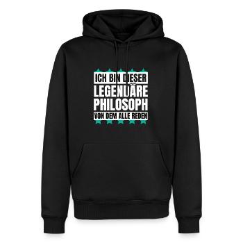 Ich bin dieser legendäre Philosoph - Männer Premium Bio Hoodie - Schwarz - Vorne - Nico (187cm)