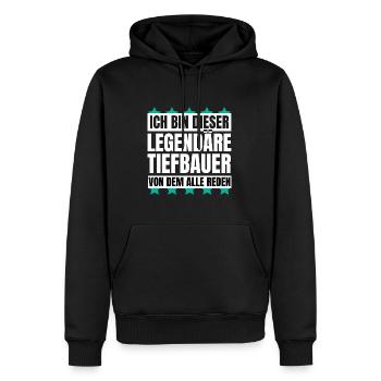 Ich bin dieser legendäre Tiefbauer - Männer Premium Bio Hoodie - Schwarz - Vorne - Nico (187cm)