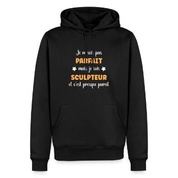 Je ne suis pas parfait mais sculpteur - Sweat à capuche Premium bio Homme - noir - Devant - Nico (187cm)