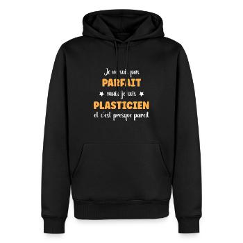Je ne suis pas parfait mais Plasticien - Sweat à capuche Premium bio Homme - noir - Devant - Nico (187cm)