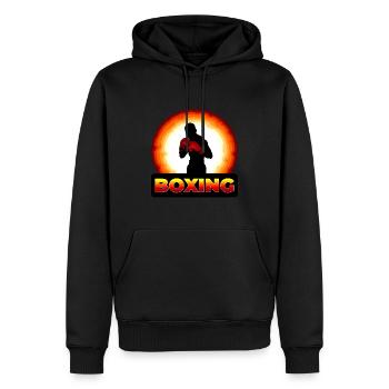 Boxen - Männer Premium Bio Hoodie - Schwarz - Vorne - Nico (187cm)