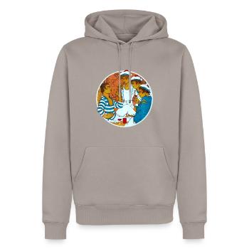 ON DIT - Sweat à capuche Premium bio Homme - taupe - Devant - Nico (187cm)