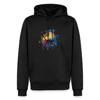 Éclaboussure de couleur de singe - Sweat à capuche Premium bio Homme - noir - Devant - Nico (187cm)