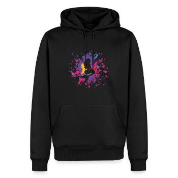 Sirène de coeur éclaboussure de couleur - Sweat à capuche Premium bio Homme - noir - Devant - Nico (187cm)