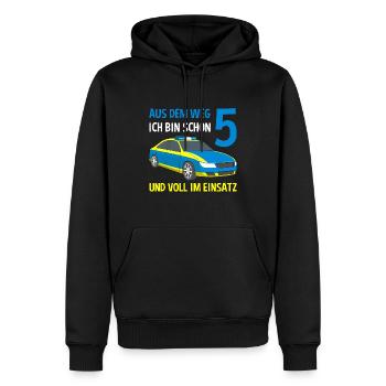 Polizist Einsatzleiter 5. Geburtstag Polizeiauto - Männer Premium Bio Hoodie - Schwarz - Vorne - Nico (187cm)