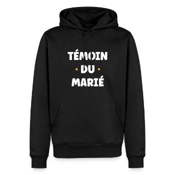 témoin du marié - Sweat à capuche Premium bio Homme - noir - Devant - Nico (187cm)