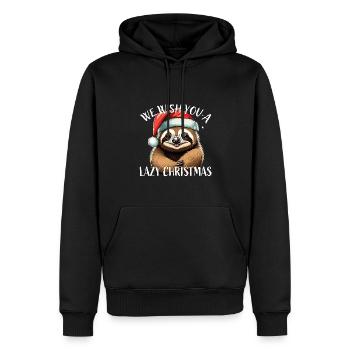 Weihnachtsfaultier We wish you a Lazy Christmas - Männer Premium Bio Hoodie - Schwarz - Vorne - Nico (187cm)