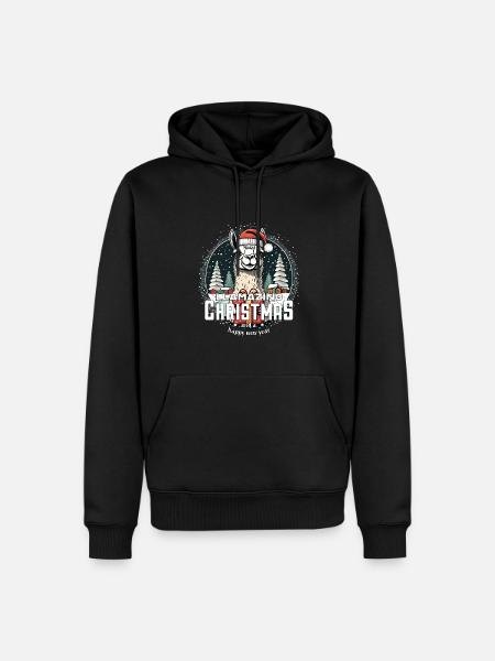 Weihnachtslama llamazing Christmas - Männer Premium Bio Hoodie - Schwarz