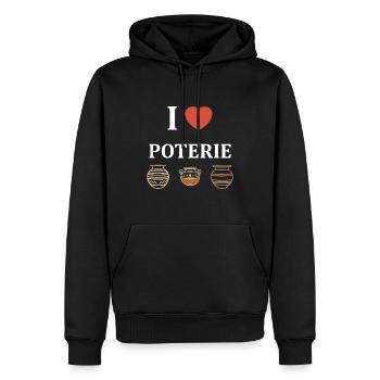 Humour pots de Poterie - Sweat à capuche Premium bio Homme - noir - Devant - Nico (187cm)