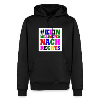 kein millimeter nach rechts - Männer Premium Bio Hoodie - Schwarz - Vorne - Nico (187cm)