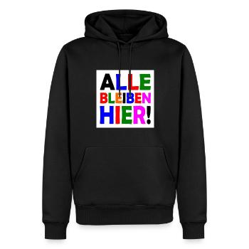 Alle bleiben hier - Männer Premium Bio Hoodie - Schwarz - Vorne - Nico (187cm)