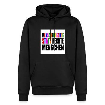 menschenrechte statt rechte menschen - Männer Premium Bio Hoodie - Schwarz - Vorne - Nico (187cm)