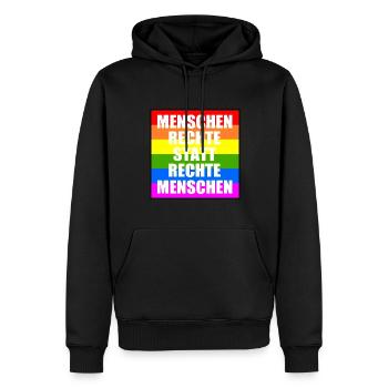 menschenrechte statt rechte menschen - Männer Premium Bio Hoodie - Schwarz - Vorne - Nico (187cm)