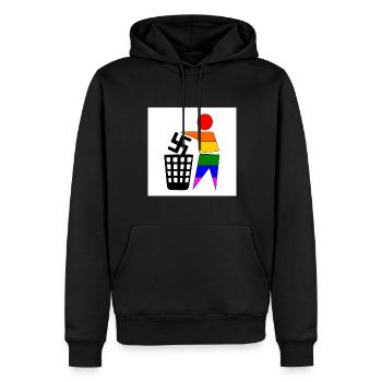 halte deine umwelt sauber - gegen rechts - Männer Premium Bio Hoodie - Schwarz - Vorne - Nico (187cm)