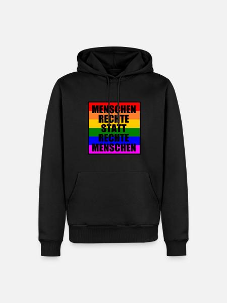 Gegen rechts - Männer Premium Bio Hoodie - Schwarz