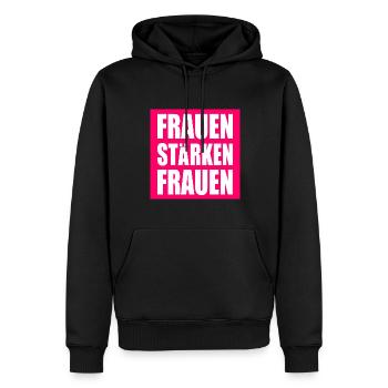 frauen stärken frauen - Männer Premium Bio Hoodie - Schwarz - Vorne - Nico (187cm)
