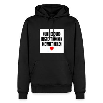 Seuls l’amour et le respect peuvent guérir le monde - Sweat à capuche Premium bio Homme - noir - Devant - Nico (187cm)