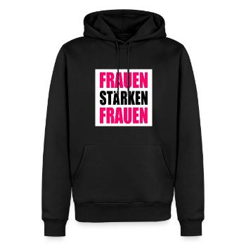 Frauen stärken frauen - Männer Premium Bio Hoodie - Schwarz - Vorne - Nico (187cm)